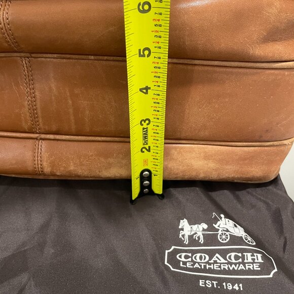 Vintage Coach Tan Leather Laptop Briefcase Messenger Bag Unisex Crossbody Strap - Picture 8 of 14